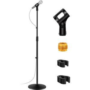 Mic Stand, Microphone Stand Floor Detachable Boom Mic Arm Stands with Round Base